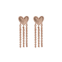 Heart Chain Studs- Rose Gold