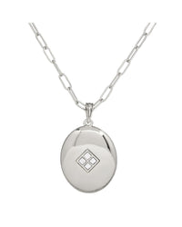 Diamond Pendant Necklace- Silver View 1