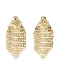 Chainmaille Diamond Earrings- Gold View 1