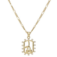 Cherry Dog Tag Necklace- Gold