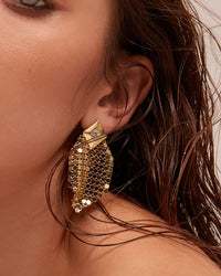 Chainmaille Diamond Earrings- Rose Gold view 2