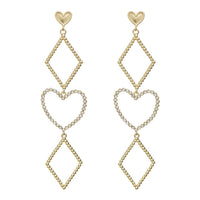 Dotted Heart Statement Earrings- Gold