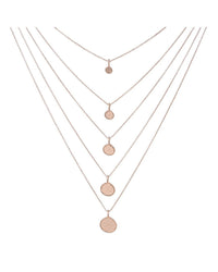 Multi Coin Charm Necklace- Rose Gold