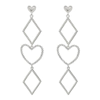 Dotted Heart Statement Earrings- Silver View 1