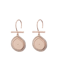 Pave Coin Hook Earrings- Rose Gold View 1