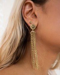 Pave Coin Fringe Earrings- Gold View 3