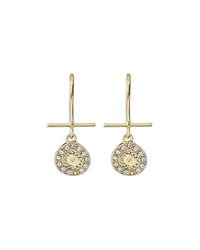 Mini Pave Coin Hook Earrings- Gold View 3