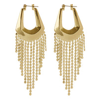 The Faceted Fringe Statement Hoops- Gold View 1
