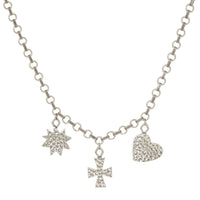 The Hammered Charm Necklace- Silver View 1