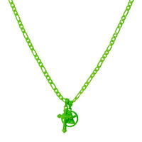 Rainbow Double Charm Necklace- Neon Green View 1