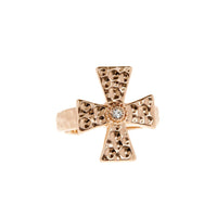 The Hammered Cross Signet Ring- Rose Gold View 1