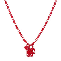 Rainbow Triple Charm Necklace- Red View 1