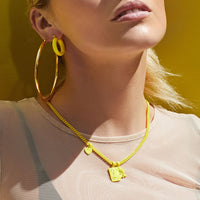 Rainbow Triple Charm Necklace- Yellow View 2