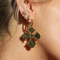 Nouveau Cross Statement Earrings- Gold View 2