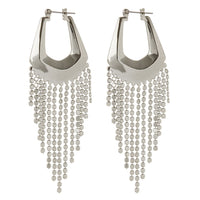 The Faceted Fringe Statement Hoops- Silver View 1