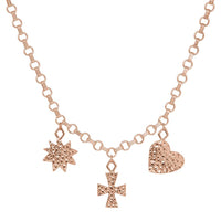The Hammered Charm Necklace- Rose Gold View 1