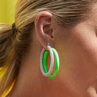 Rainbow Amalfi Hoops- Neon Green View 2