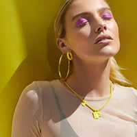 Rainbow Triple Charm Necklace- Yellow View 3