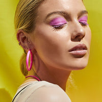 Rainbow Amalfi Hoops- Neon Pink View 2