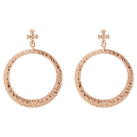 The Hammered Cross Hoops- Rose Gold View 1