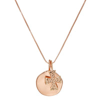 The Hammered Cross + Coin Necklace- Rose Gold View 1
