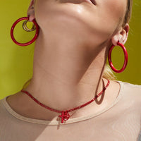 Rainbow Double Charm Necklace- Red View 2