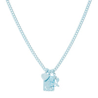Rainbow Triple Charm Necklace- Baby Blue View 1