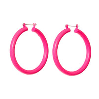 Rainbow Amalfi Hoops- Neon Pink View 1