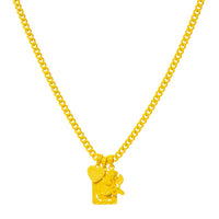 Rainbow Triple Charm Necklace- Yellow View 1