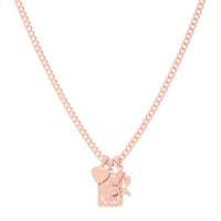 Rainbow Triple Charm Necklace- Baby Pink View 1