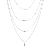 Ombre Bar Multi Charm Necklace- Silver View 1