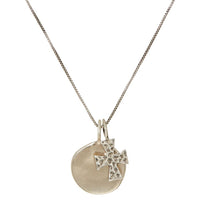 The Hammered Cross + Coin Necklace- Silver View 1