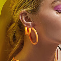 Rainbow Amalfi Hoops- Neon Orange View 3