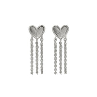 Heart Chain Studs- Silver