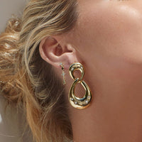 Pave Star Loop Earrings- Gold View 2