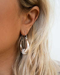 Pave Loop Tube Hoops- Silver view 2