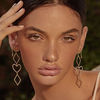 Dotted Heart Statement Earrings- Gold View 2
