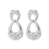 Pave Star Loop Earrings- Silver View 1
